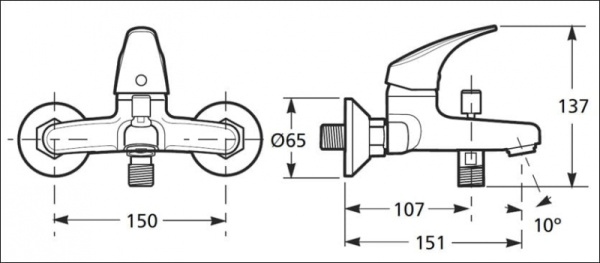 Смеситель для ванны Jika T A L A S 3.211N.7.004.271.8