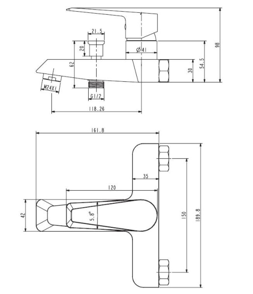 Смеситель для ванны ESKO NEW YORK NY 54