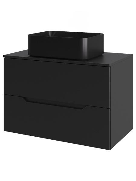 Тумба с раковиной подвесная 70 см, Orange Line Li-70TubMDF+B02-460MB черный