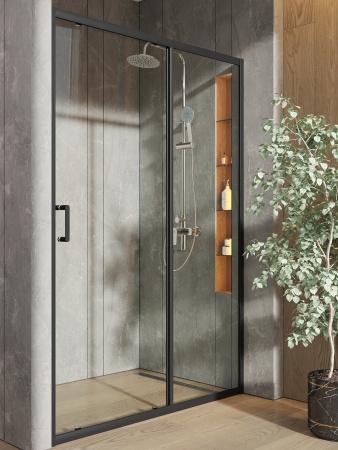 Душевая дверь (130,5х190) Orange E02-130TB матовый черный