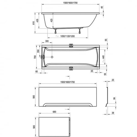 Акриловая ванна (170x70) Ravak Classic C541000000