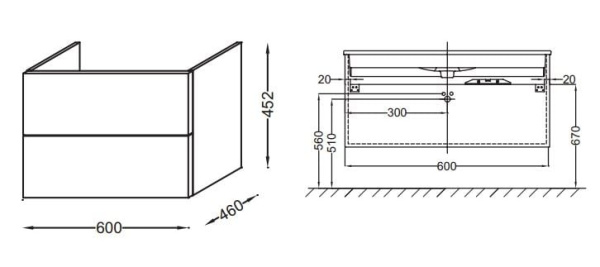 Тумба для раковины Jacob Delafon Vox 60 EB2080-R1-E15