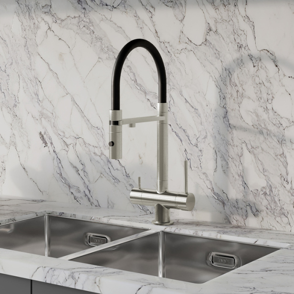 Смеситель для кухни IDDIS с фильтром и гибким изливом, сатин, Ace (АCEBNFFi05)