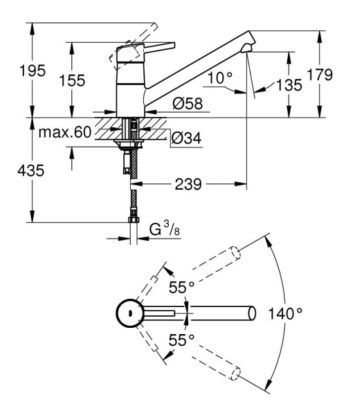 Смеситель для кухни однорычажный Grohe Concetto 32659 001 (32659001) хром