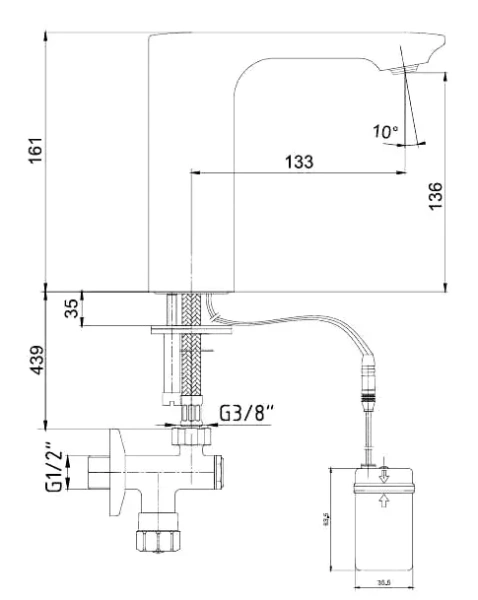 Смеситель для раковины E.C.A. Photoscell 108108037EX
