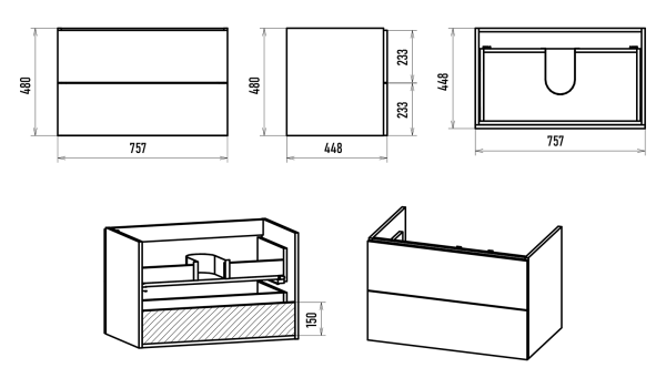 Тумба под раковину Misty Карат 80  П-Кар09080-01/19-2Я