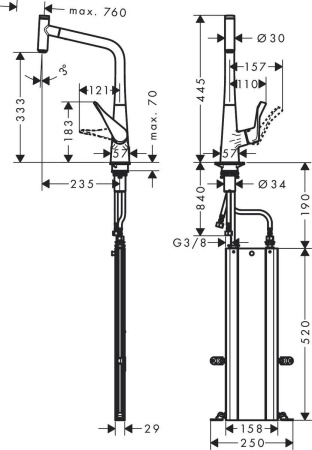 Смеситель для кухни Hansgrohe Metris Select M71 73807000