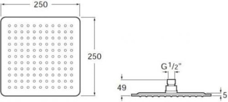 Верхний душ Roca Raindream (25x25) нержавеющая сталь 5B2450C00
