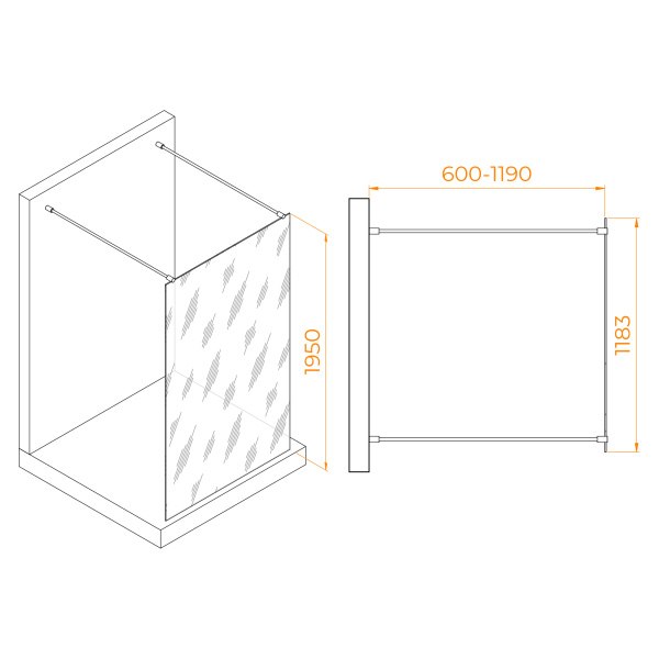 Душевая перегородка 120 см RGW WA-016W Walk In 35101612-15 прозрачное