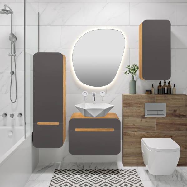 Пенал Runo Ницца 35 дуб натуральный графит правый (00-00002129)