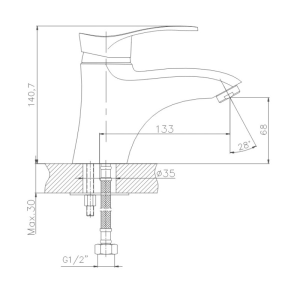 Смеситель для раковины Cron CN1001 Смеситель для раковины Cron CN1001
