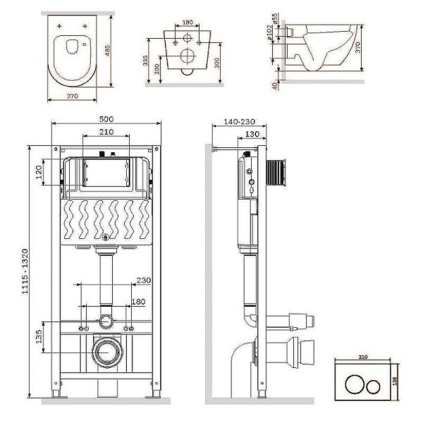 Комплект унитаза с инсталляцией Am.Pm Like Aquaspin IS49001.801900 с сиденьем микролифт, кнопка белый глянец