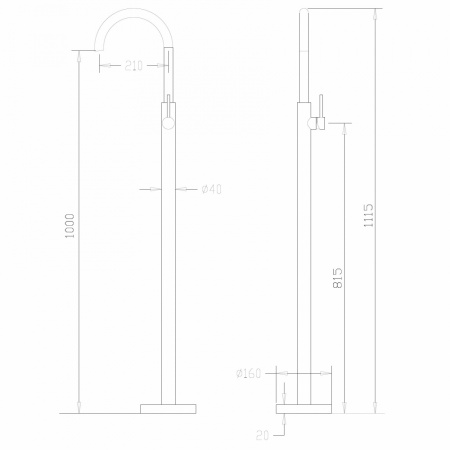 Смеситель ABBER Wasser Kreis AF8141G напольный для раковины, золото матовое