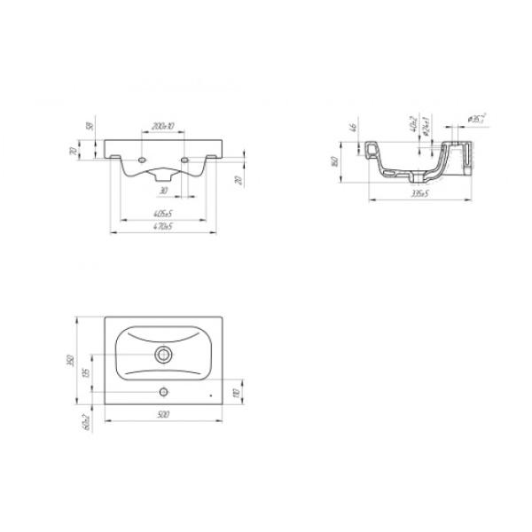 Умывальник мебельный Cersanit Moduo Slim 50 (00-00001107)