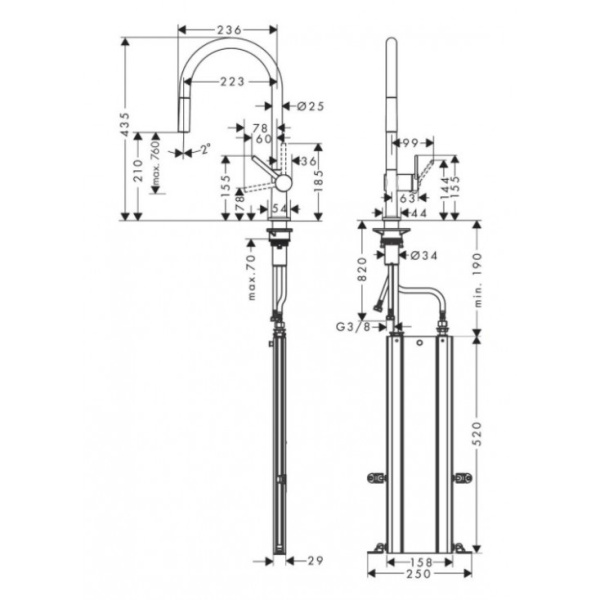 Смеситель для кухни Hansgrohe Talis M54 72803800, под сталь