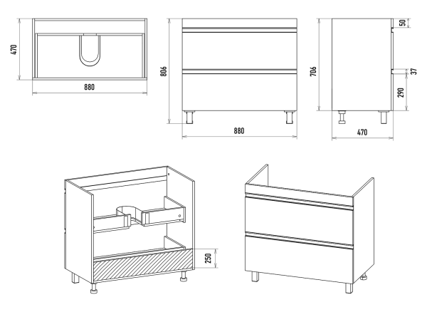 Тумба с раковиной Misty Ингрид 90 УТ000015020