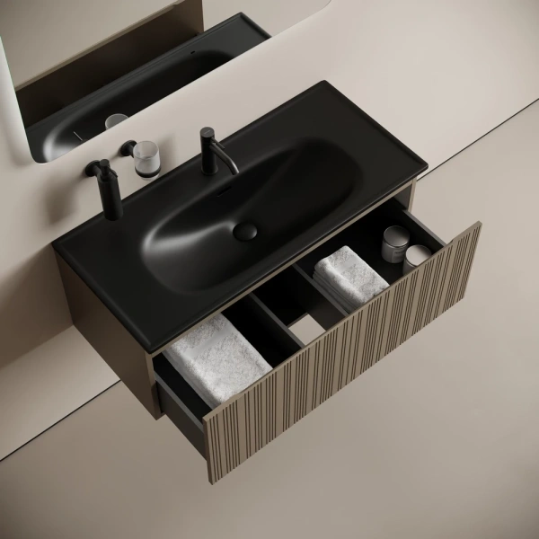 Тумба без раковины подвесная Sancos Code CD100GB серо-бежевый матовый