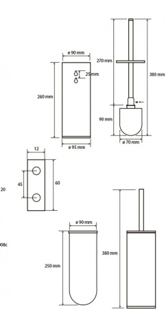 Ёршик (металл) подвесной/наполный, черная щётка Bemeta Omega 102313067