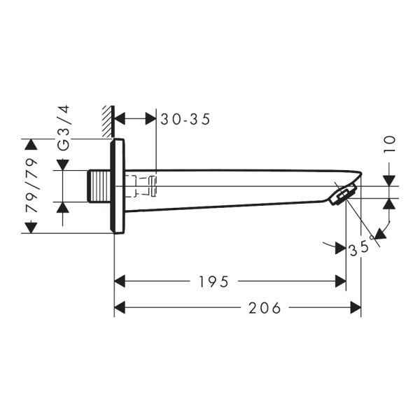 Излив для ванны 195 мм Hansgrohe Logis 71410670