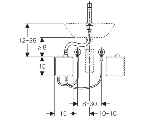 Смеситель для раковины Geberit Brenta, питание от батарей, 116.178.21.1