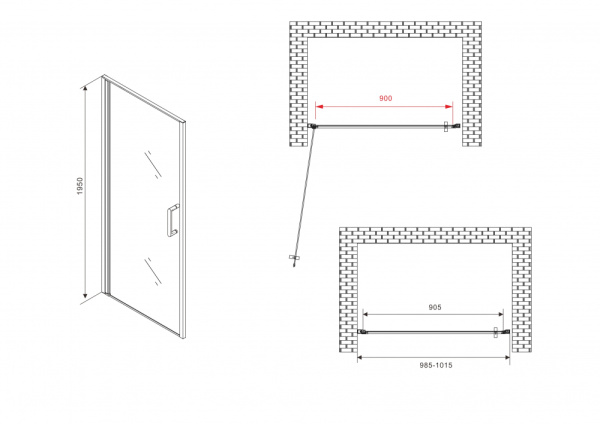 Душевая дверь (100х195) ABBER Sonnenstrand AG04100M хром, распашная