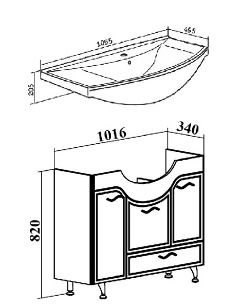 Тумба под раковину Runo  Севилья 105 (00000000598)