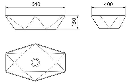 Раковина RUNO  мебельная Poligono 64*40" (многоугол.) (00-00001446)