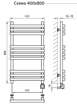 Электрический полотенцесушитель ArtofSpace CUBE EACE400800BRONZERP