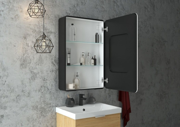 Зеркало-шкаф с подсветкой Art&Max LECCE AM-Lec-560-850-1D-R-DS-F-Nero