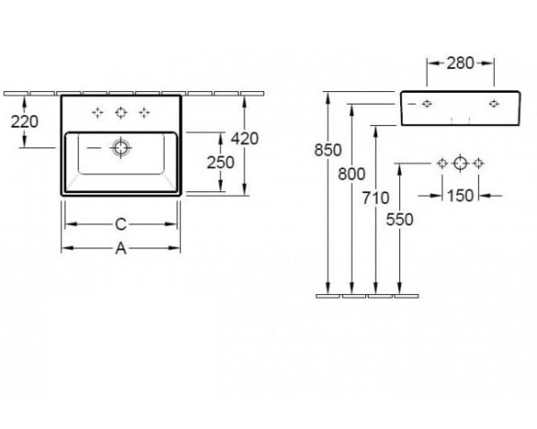 Раковина 60x42 Villeroy&Boch Memento 51336LR1