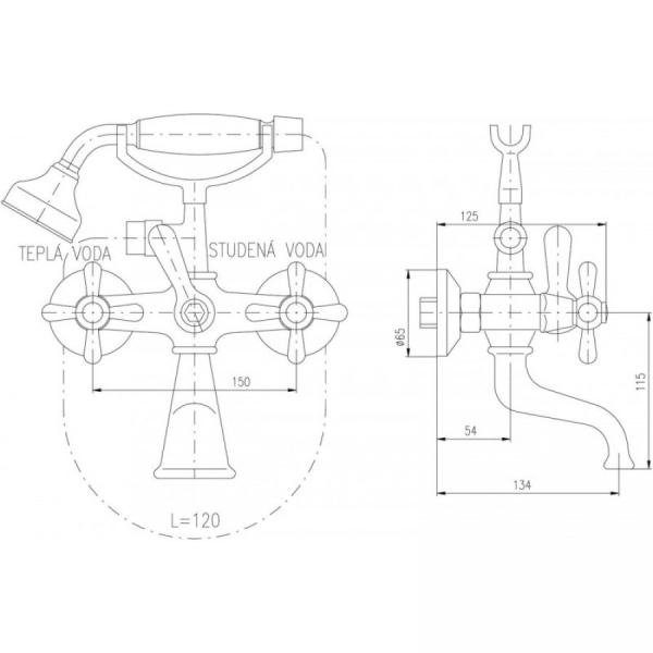 Смеситель для ванны Rav Slezak Morava Retro MK159.5/2