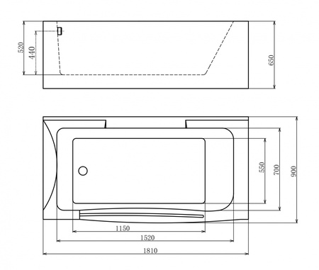 Акриловая ванна (181х90) Gemy G9055 K L с гидромассажем, левая