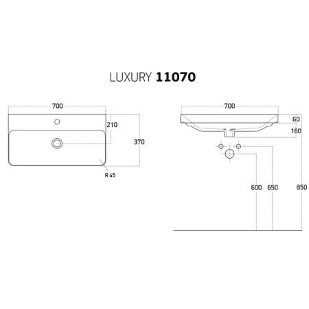 Раковина Brevita Luxury 11070-KL