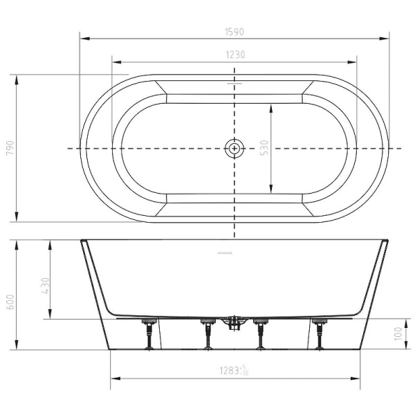 Акриловая ванна (160х79) Art&Max Modica AM-TORINO-1600-780 белый