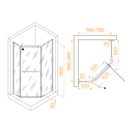 Душевой уголок (100х80) RGW Passage PA-091 35089180-11 прозрачное