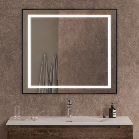 Зеркало (90х80) BelBagno Kraft SPC-KRAFT-900-800-SENS-NERO с подсветкой
