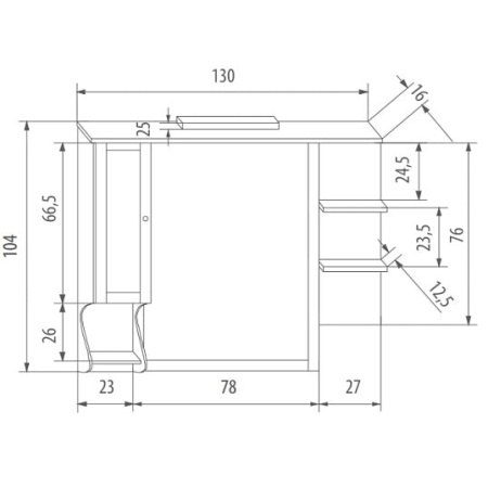 Зеркало со шкафчиком Eban FCPLS130SN noce*1