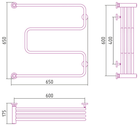 Полотенцесушитель Водяной Сунержа Фабула М (60х60) Матовый Белый 30-0126-6060