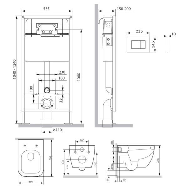 Комплект унитаза с инсталляцией Am.Pm Gem IS70238.901701