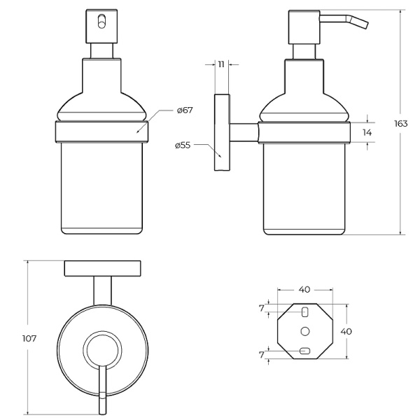 Дозатор для жидкого мыла CEZARES RELAX-SOIS-V-IN