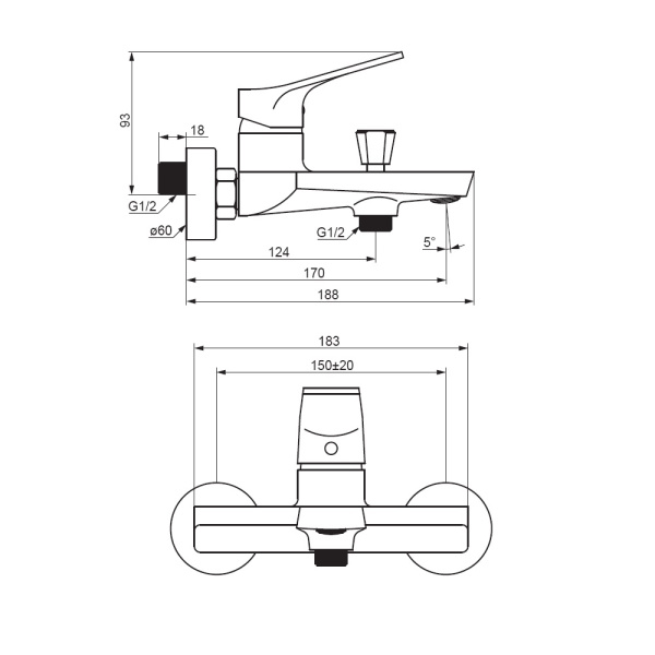 Смеситель для ванны Damixa Merkur 401000000