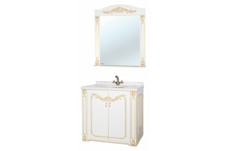 Зеркало Bellezza Луиза 80 4618413000386 бежевое патина золото с полками