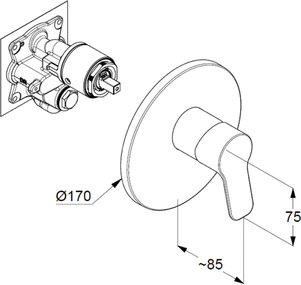 Встраиваемый смеситель для душа Kludi Pure&Easy 376550565