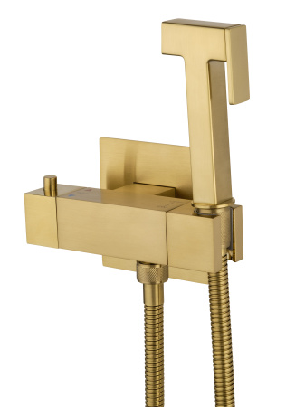 Смеситель с гигиеническим душем и термостатом встраиваемый WONZON & WOGHAND, брашированное золото WW-88819903-BG