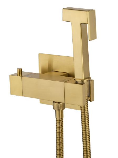 Смеситель с гигиеническим душем и термостатом встраиваемый WONZON & WOGHAND, брашированное золото WW-88819903-BG Смеситель с гигиеническим душем и термостатом встраиваемый WONZON & WOGHAND, брашированное золото WW-88819903-BG