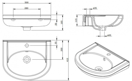 Раковина Sanindusa Cetus Basic 135300004