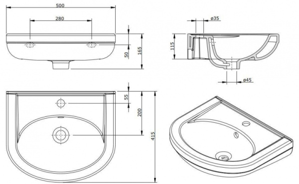 Раковина Sanindusa Cetus Basic 135300004