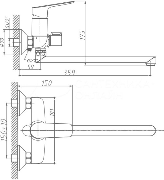 Смеситель для ванны Haiba HB22506 Смеситель для ванны Haiba HB22506