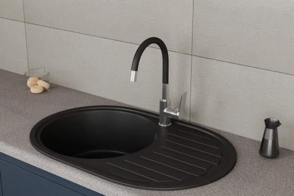 Смеситель для кухонной мойки с гибким изливом RUSH Siple SI7335-60Black