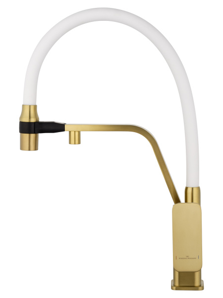 Смеситель для кухни с гибким изливом и подключением фильтра WONZON & WOGHAND, брашированное золото WW-88458013-BGMW
